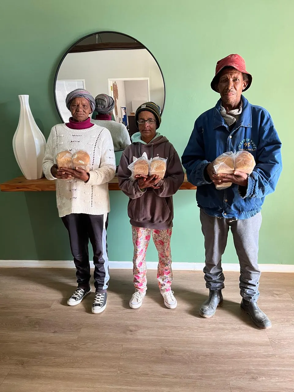 Community members in Darling with bread